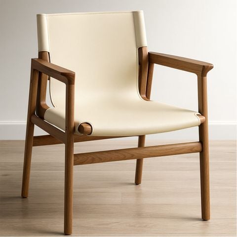 ghế da yên ngựa có tay vịn khung gỗ