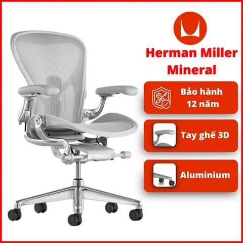  Ghế Công Thái Học Herman Miller Aeron Khung Nhôm Chân Nhôm 