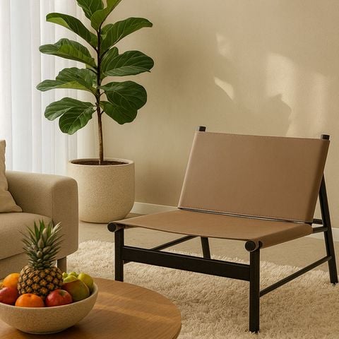 ghế thư giãn gỗ bọc da phong cách scandinavian