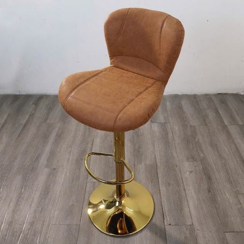 ghế quầy bar chân trụ mạ vàng bọc da cao cấp