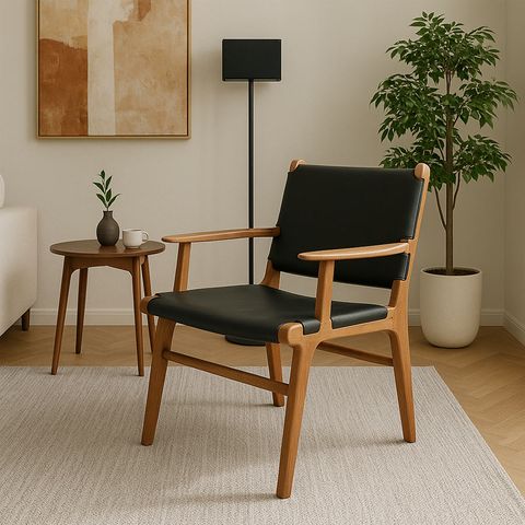 ghế da yên ngựa tay vịn khung gỗ sồi cao cấp