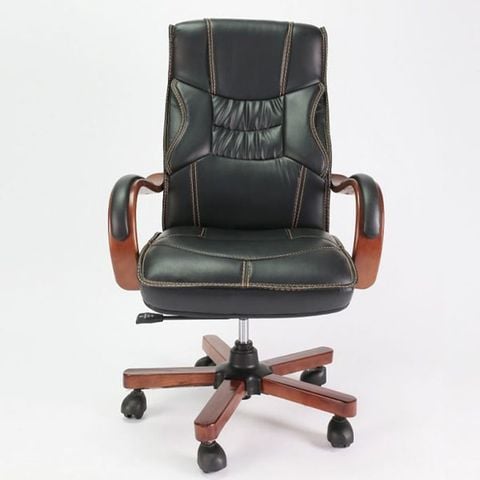 ghế lãnh đạo bọc da chân gỗ cao cấp