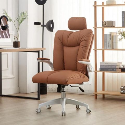 ghế văn phòng da nâu cam tựa cao