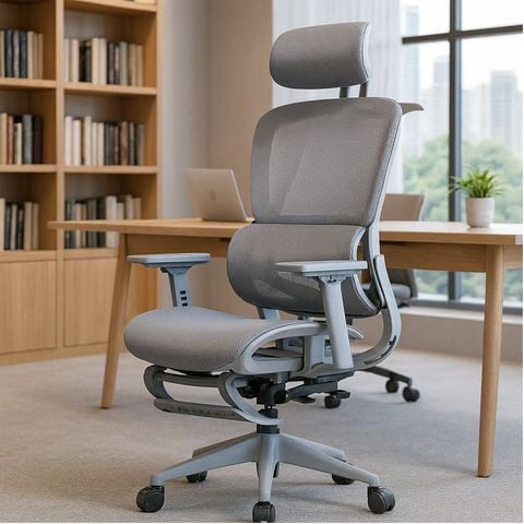 ghế công thái học hỗ trợ cột sống màu xám