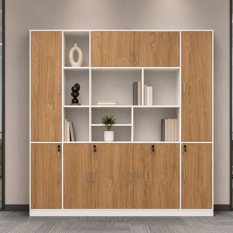 Tủ văn phòng giám đốc TK0424 vân gỗ phối trắng