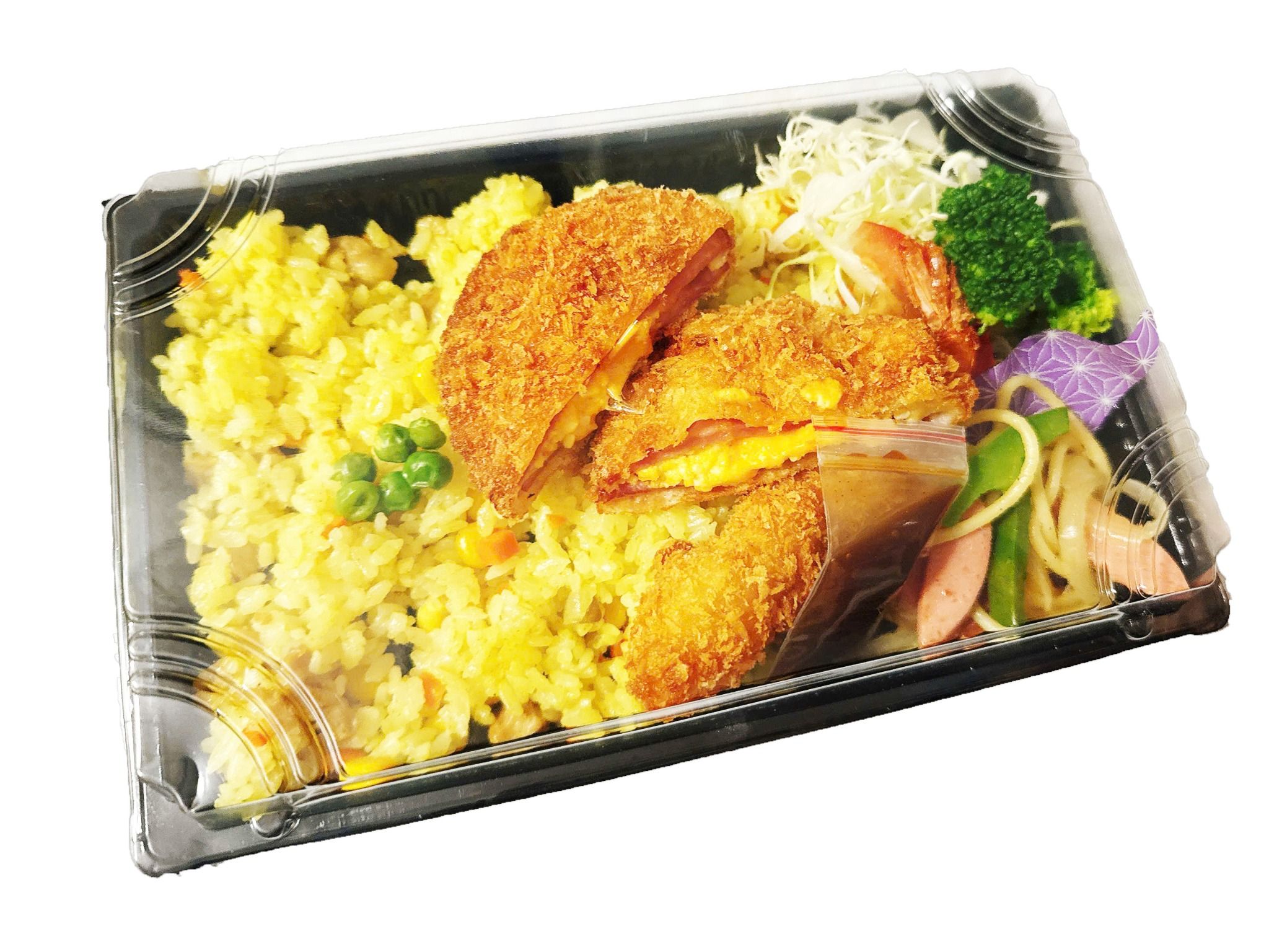  01月29日（木）：『 コーンのカレーチキンピラフ』（ ニモのエビフライ ＆ たまごチーズハムカツ） 