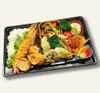  特別弁当（えびフライ、ベーコンとチーズのひとくちフライ、天ぷら、鶏もも肉のごまみそ煮…） 