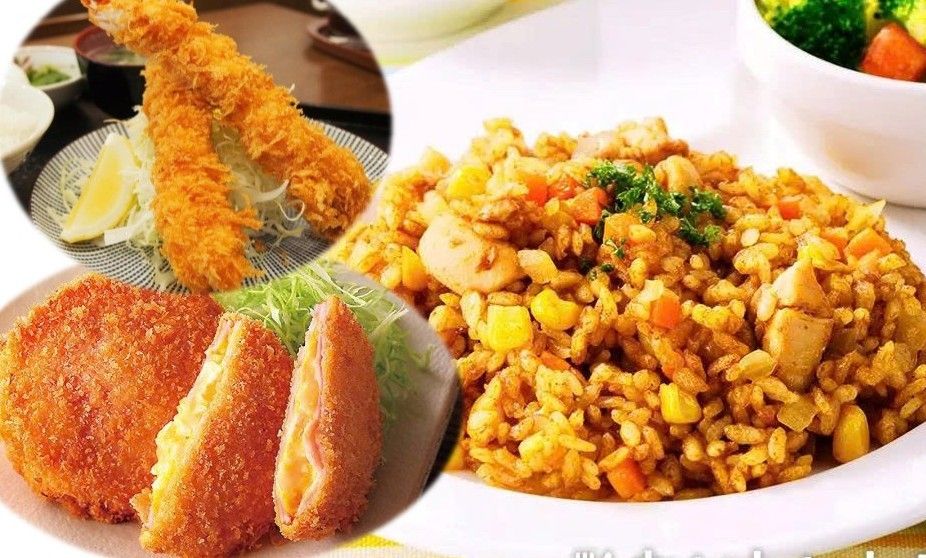  12月11日（木）：『 コーンのカレーチキンピラフ』（ ニモのエビフライ ＆ たまごチーズハムカツ）   （バナナケーキ付） 