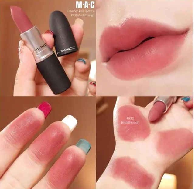  Son MAC Powder Kiss Lipstick Hazy Matte 930 Brickthrough 3.5g 