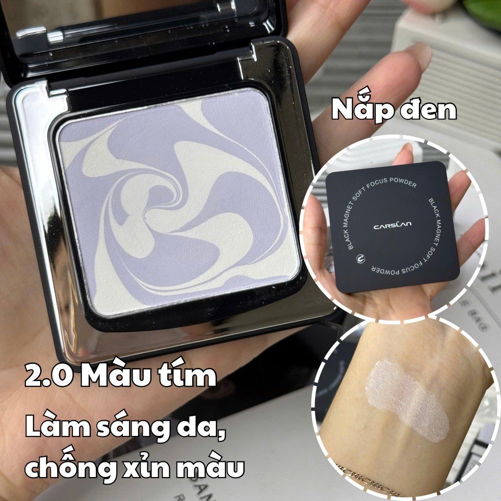  [Hàng Công Ty] Phấn Phủ Carslan Dạng Nén 2.0 Black Magnet Soft Focus Powder 8g - 01 Tím nâng tone 