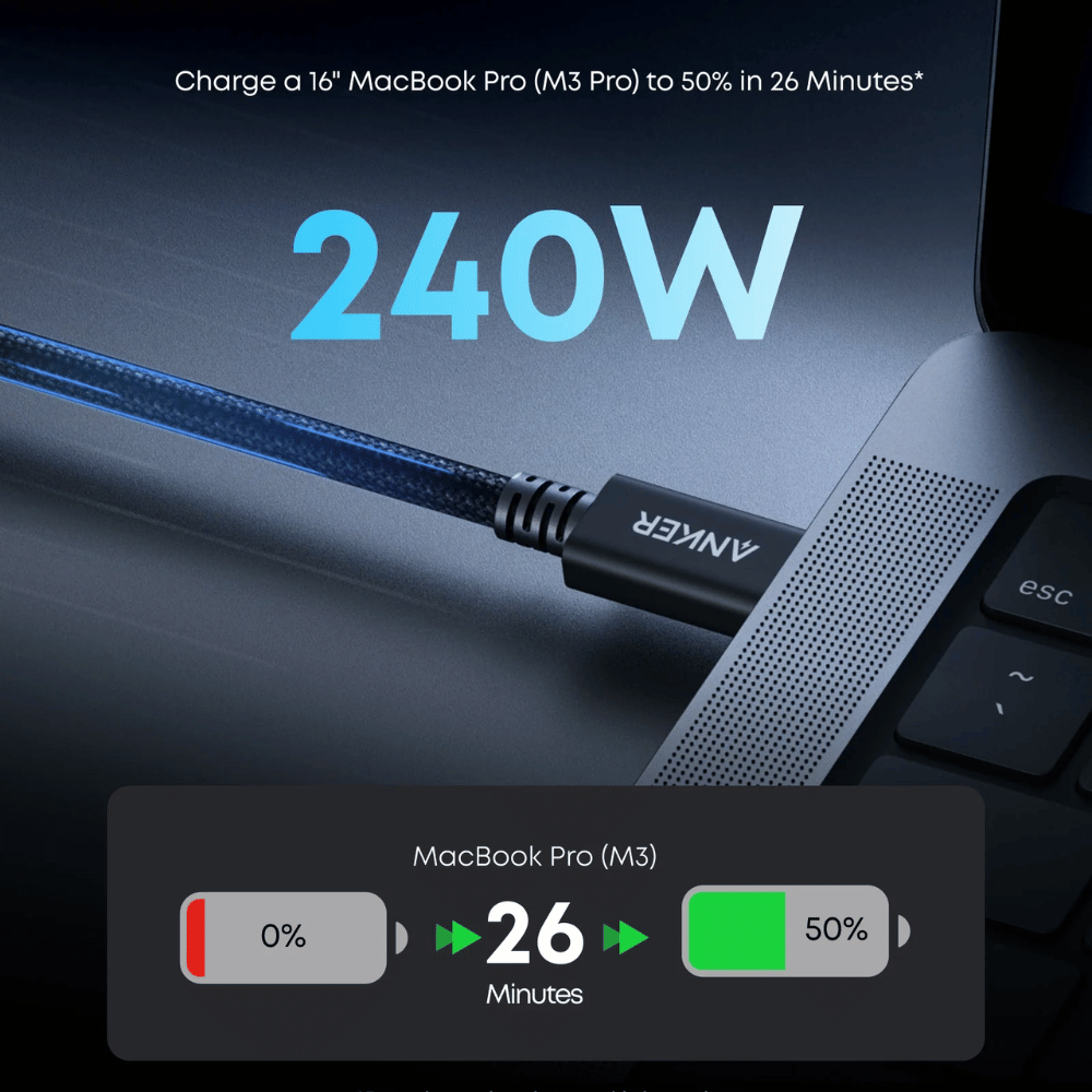 Cáp Thunderbolt 5 Anker Prime A84N1 USB-C sang USB-C 0.5m, 80Gbps, 240W