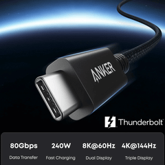 Cáp Thunderbolt 5 Anker Prime A84N1 USB-C sang USB-C 0.5m, 80Gbps, 240W