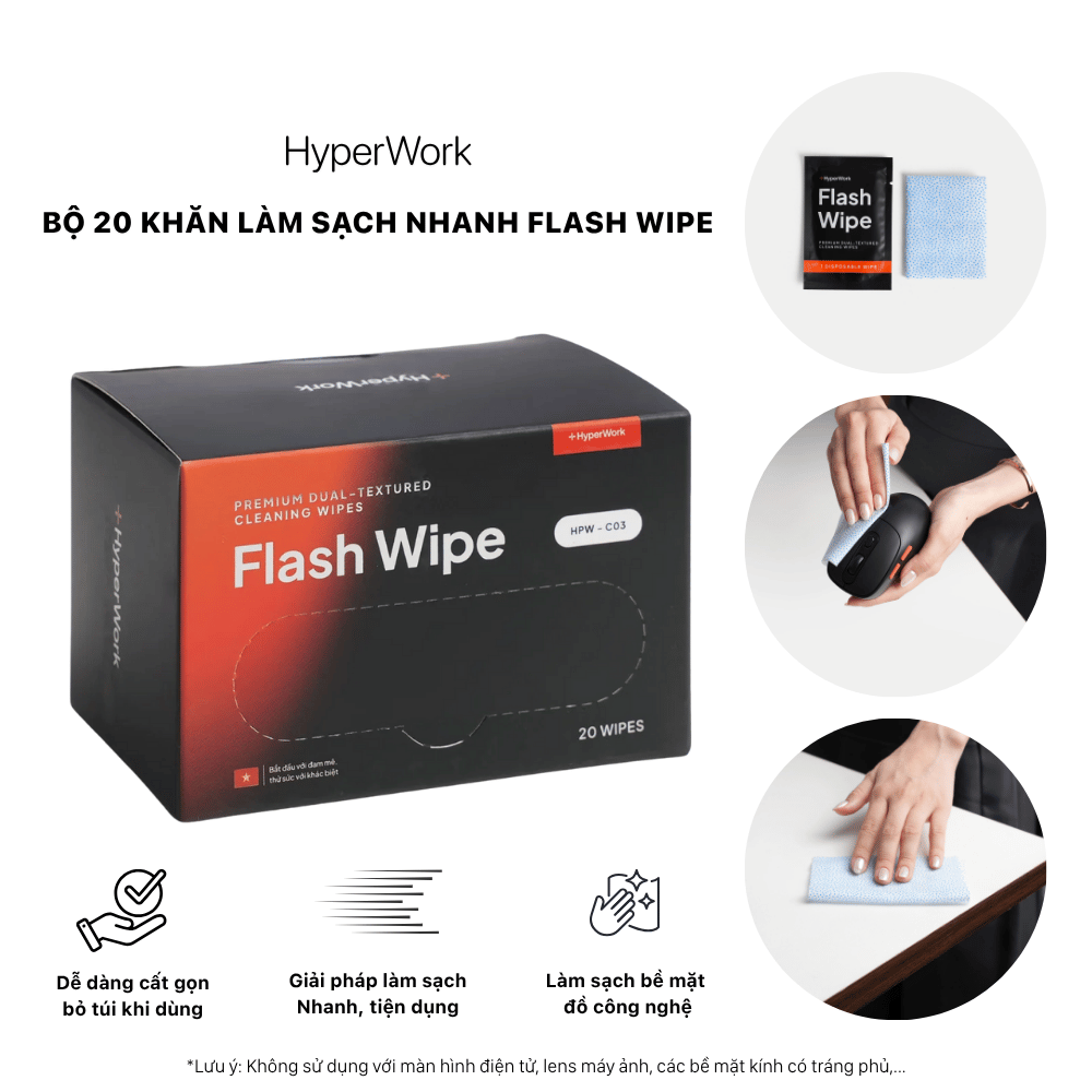 Khăn Làm Sạch Nhanh HyperWork Flash Wipe HPW-C03