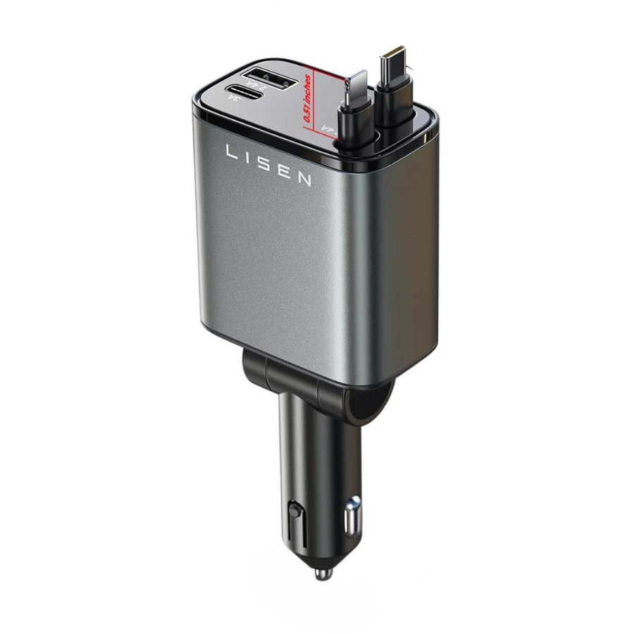 Tẩu Sạc Xe Hơi LISEN 4 In 1 69W – Dây Rút Tự Động USB-C
