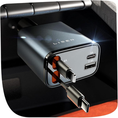 Tẩu Sạc Xe Hơi LISEN 4 In 1 69W – Dây Rút Tự Động USB-C