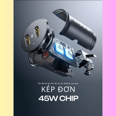 Tẩu Sạc Xe Hơi LISEN 90W Dual 2 Cổng USB-C