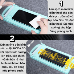 Kính Cường Lực iPhone 17 Series HODA 3D 2in1 Chống Nhìn Trộm (Có Khung Trợ Dán)