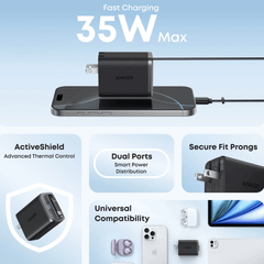 Củ Sạc Anker Nano 1C 35W Tích Hợp Cáp USB-C Rút Gọn A2658