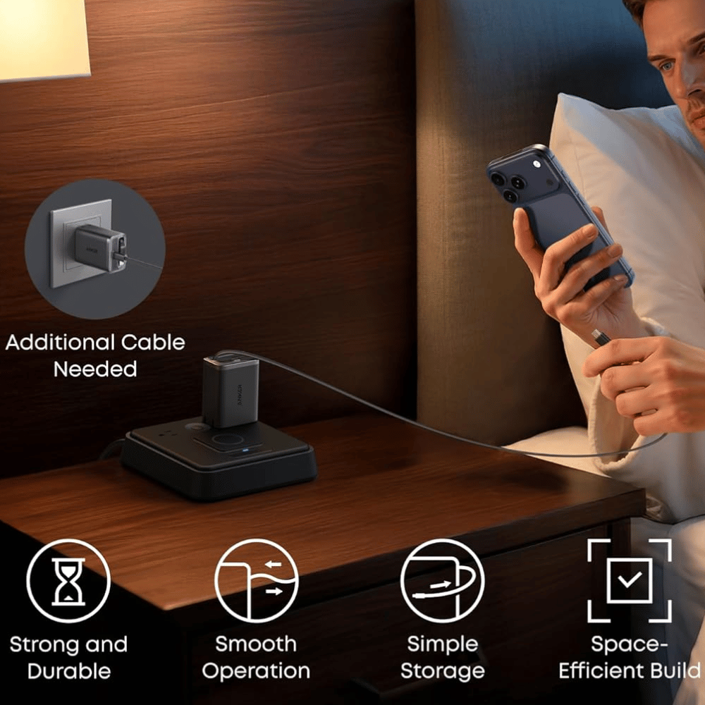 Củ Sạc Anker Nano 1C 35W Tích Hợp Cáp USB-C Rút Gọn A2658