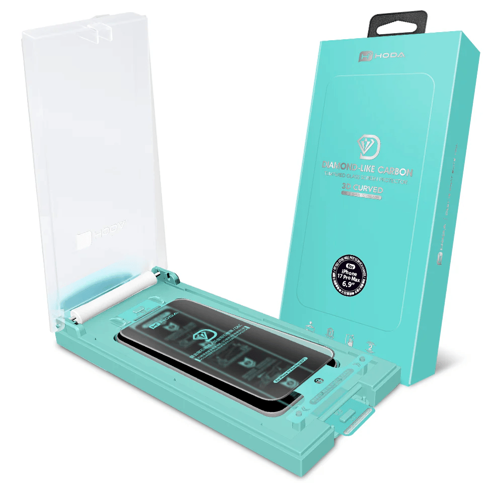 Kính Cường Lực iPhone 17 Series HODA 3D Curved Diamond Like Carbon (Có Khung Trợ Dán)
