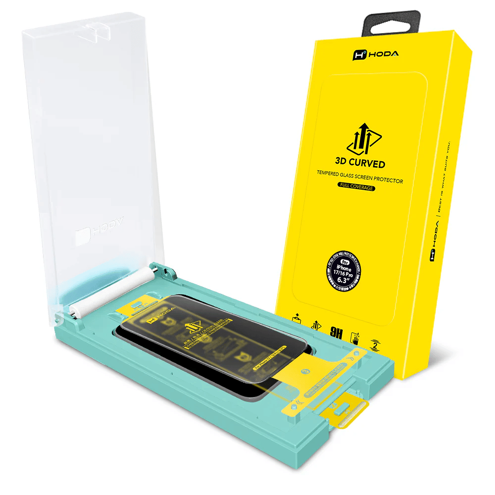 Kính Cường Lực iPhone 17 Series HODA 3D Curved (Có Khung Hỗ Trợ Dán)