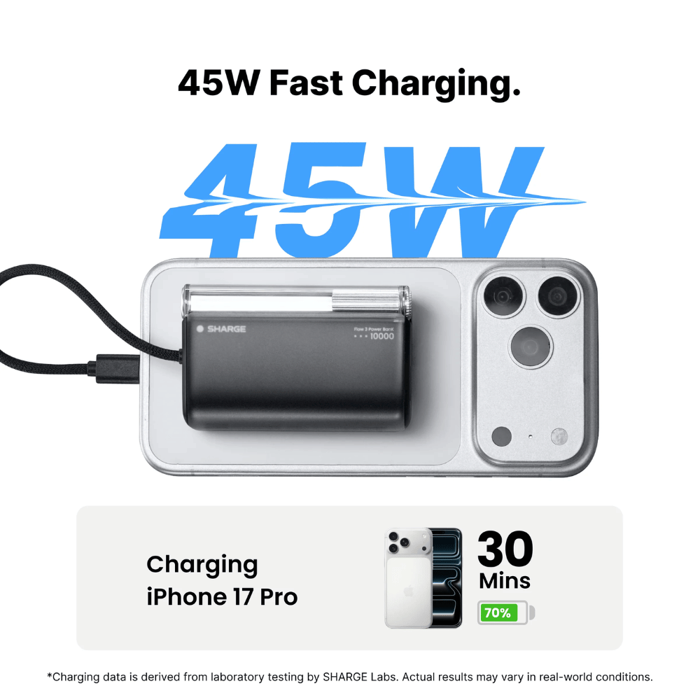 Sạc Dự Phòng Sharge Flow 3 45W 10.000mAh Tích Hợp Cáp Type-C
