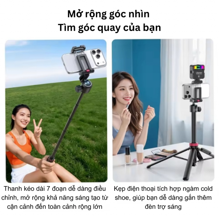Tripod Ulanzi MT-44B Chân Máy Kiêm Gậy Selfie có Tích Hợp Remote