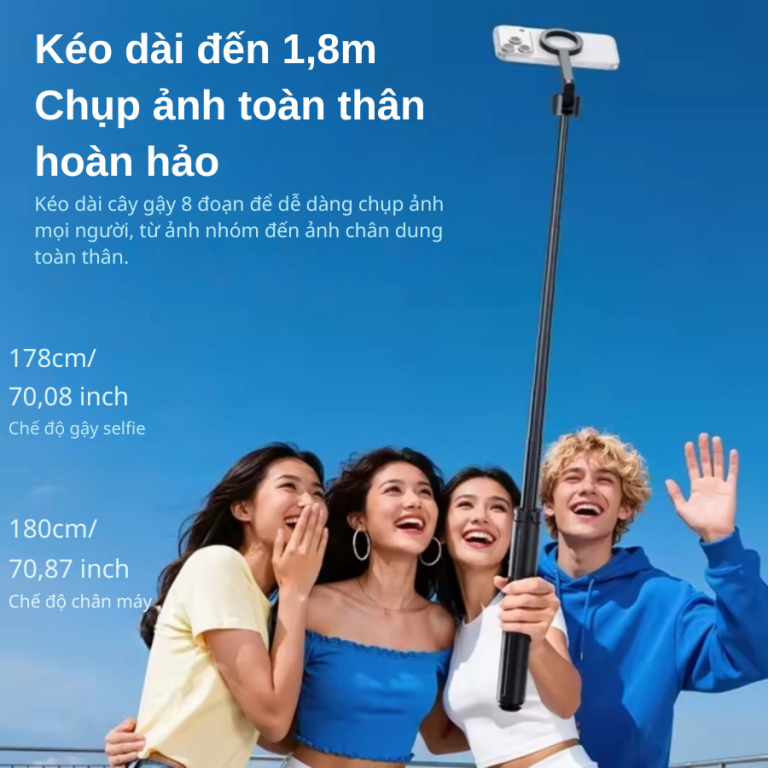 Tripod Ulanzi SK21 Chân Máy Tự Bung Kiêm Gậy Selfie Cao 1.8m Tích Hợp Remote
