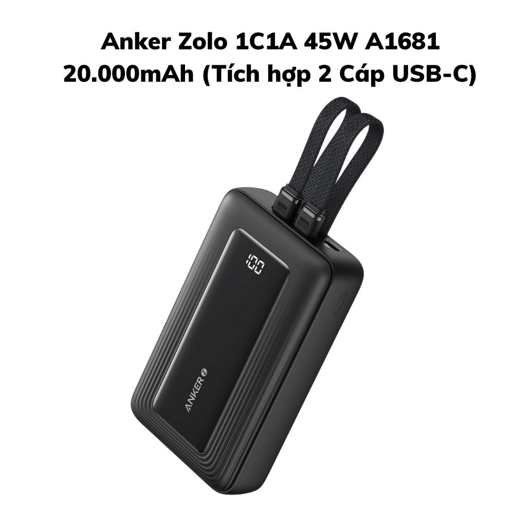 Pin/ Sạc Dự Phòng Anker Zolo 30W 1A1C 10000mAh (Built-In USB-C and Lightning) A1680