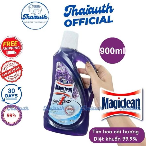 ￼Nước lau sàn hương hoa thơm mát Magiclean Thái Lan màu tím 900ml tiêu diệt 99,9% vi khuẩn