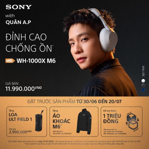 Tai nghe Sony WH-1000XM6 kết nối không dây chống ồn
