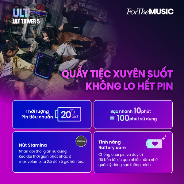ULT TOWER 5 | Loa tiệc Sony SRS-ULT500: Âm thanh khuấy động, bùng nổ không gian