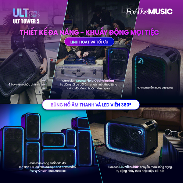 ULT TOWER 5 | Loa tiệc Sony SRS-ULT500: Âm thanh khuấy động, bùng nổ không gian