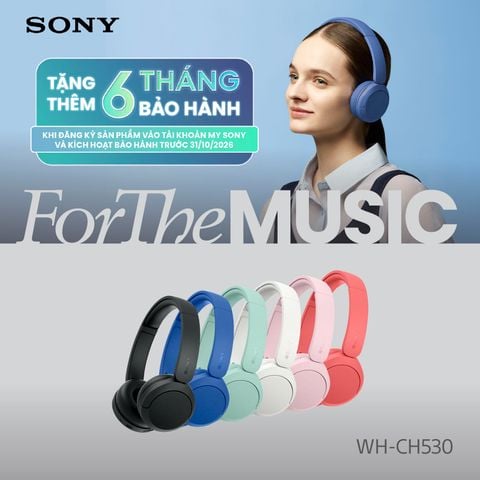 Sony WH-CH530 Tai Nghe Không Dây | Pin Khủng 55 Giờ, Đàm Thoại AI, Nhẹ 150g