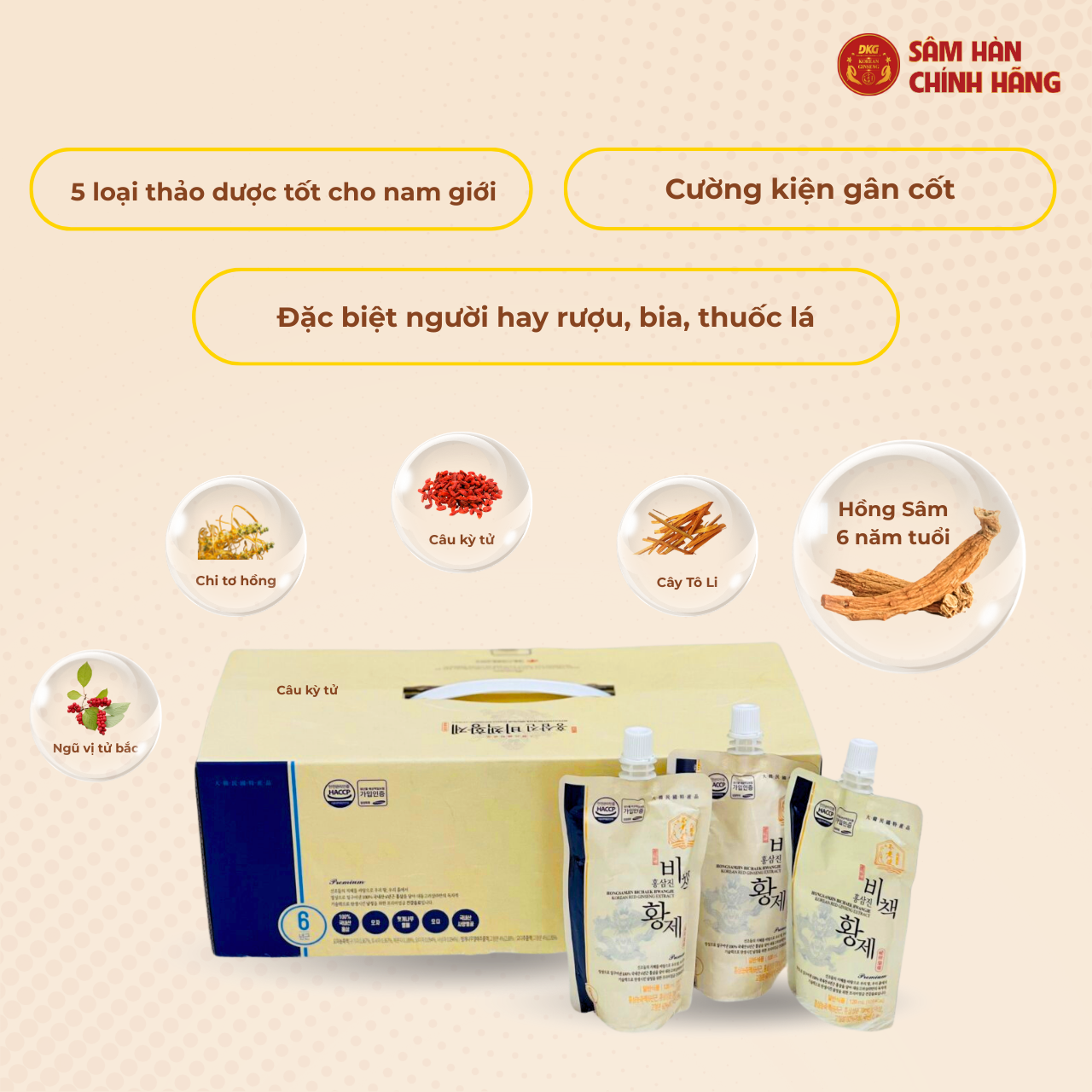  HONGSAMJIN BICHAEK HWANGJE – KOREAN RED GINSENG EXTRACT (120ml x 20 túi) - Daedong 