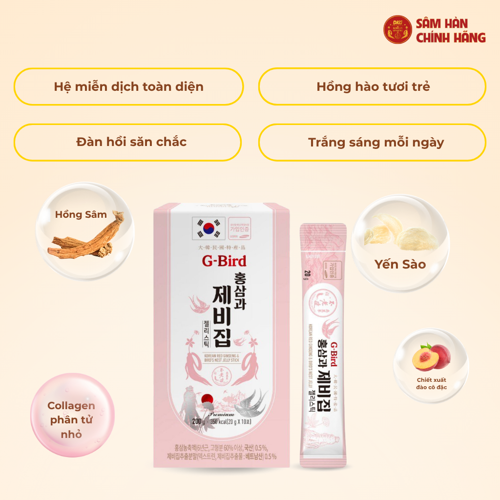  Hồng sâm yến sào G-BIRD (20g x 30 stick dạng thạch) - Daedong 