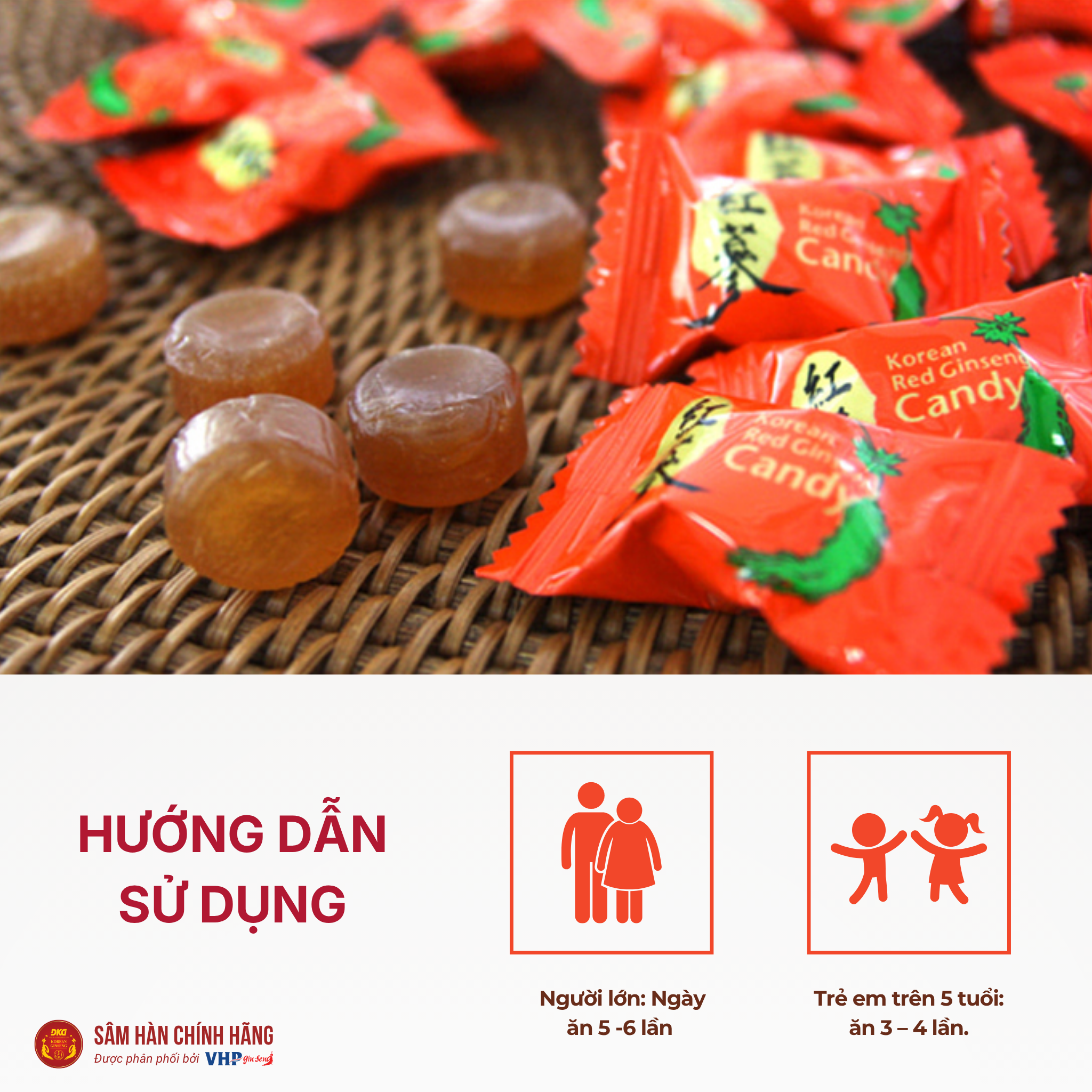  Kẹo hồng sâm Hàn Quốc (Korean Red Ginseng Candy) 120g/gói 