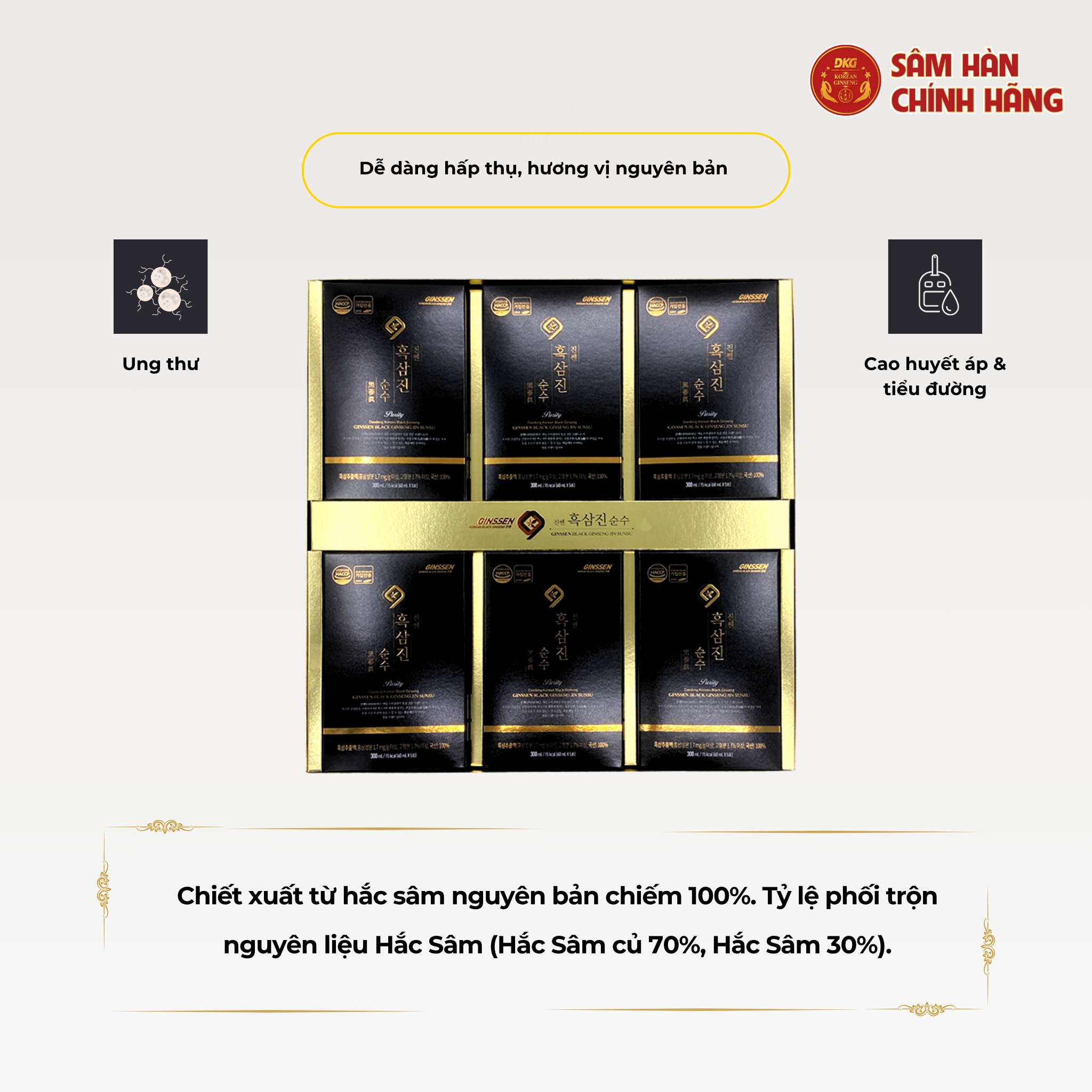  Nước hắc sâm 100% 60ml*30gói (saponin 1.7mg/g) - Daedong 