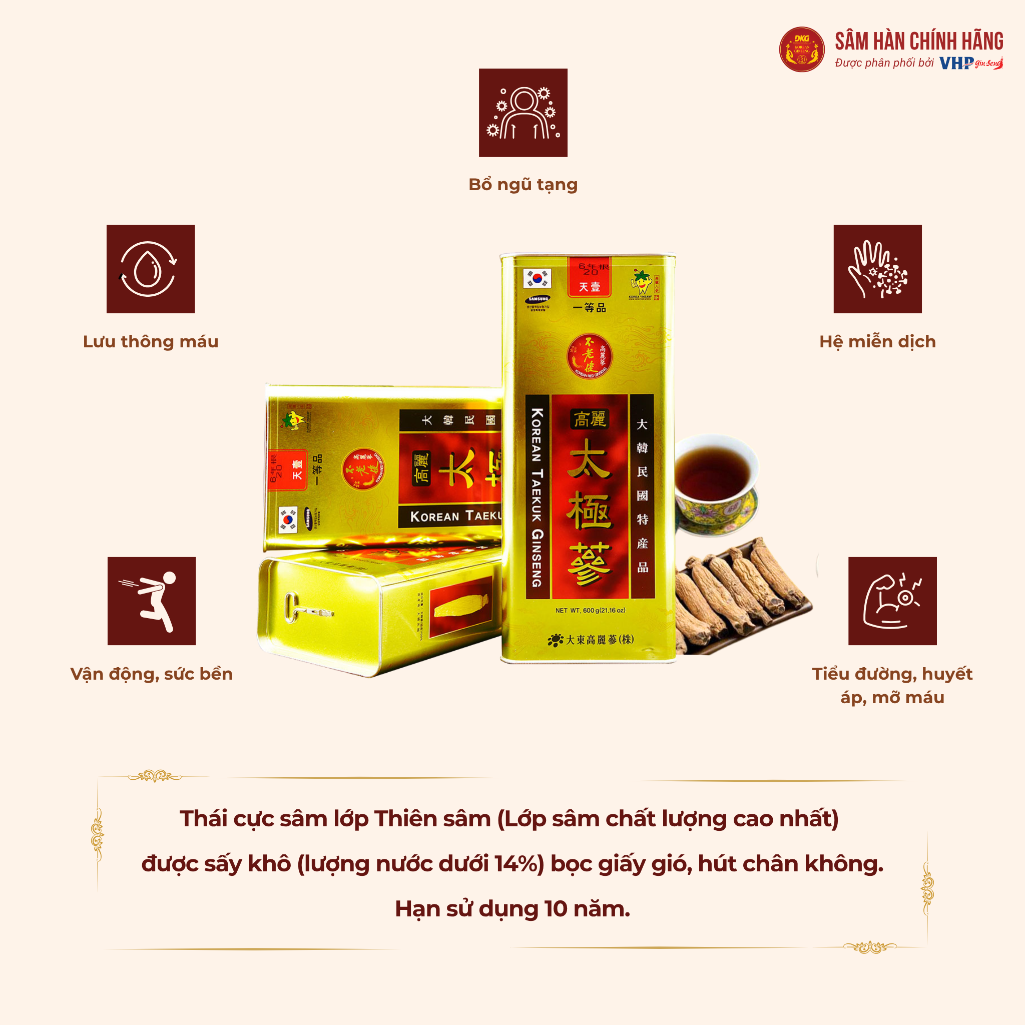  Thái cực sâm củ khô Hàn Quốc (Korean Taekuk Ginseng 30 Root) 300g/hộp 