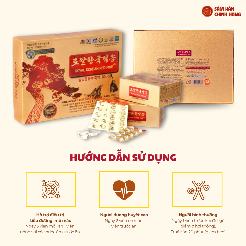  Tinh dầu thông đỏ hoàng gia Hàn Quốc120*450mg - Royal 