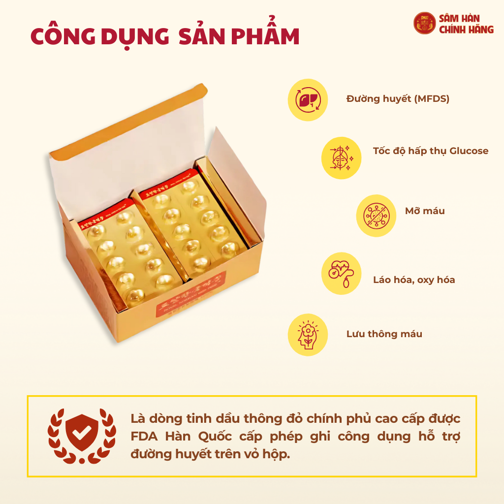  Tinh dầu thông đỏ hoàng gia Hàn Quốc 60v*450mg - (Hộp nhỏ) 