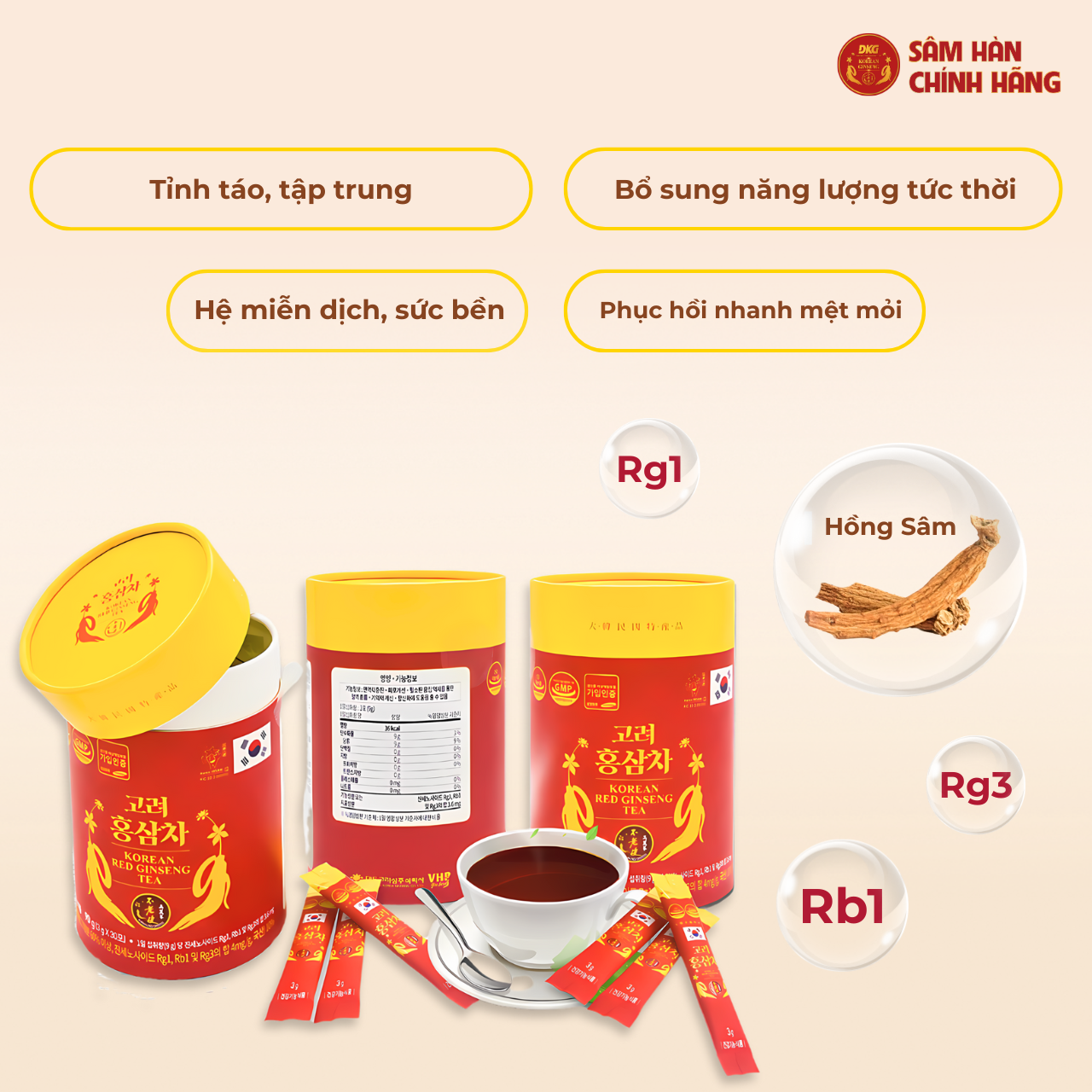  Trà hồng sâm 4mg/g (3g*30 stick) - Daedong 