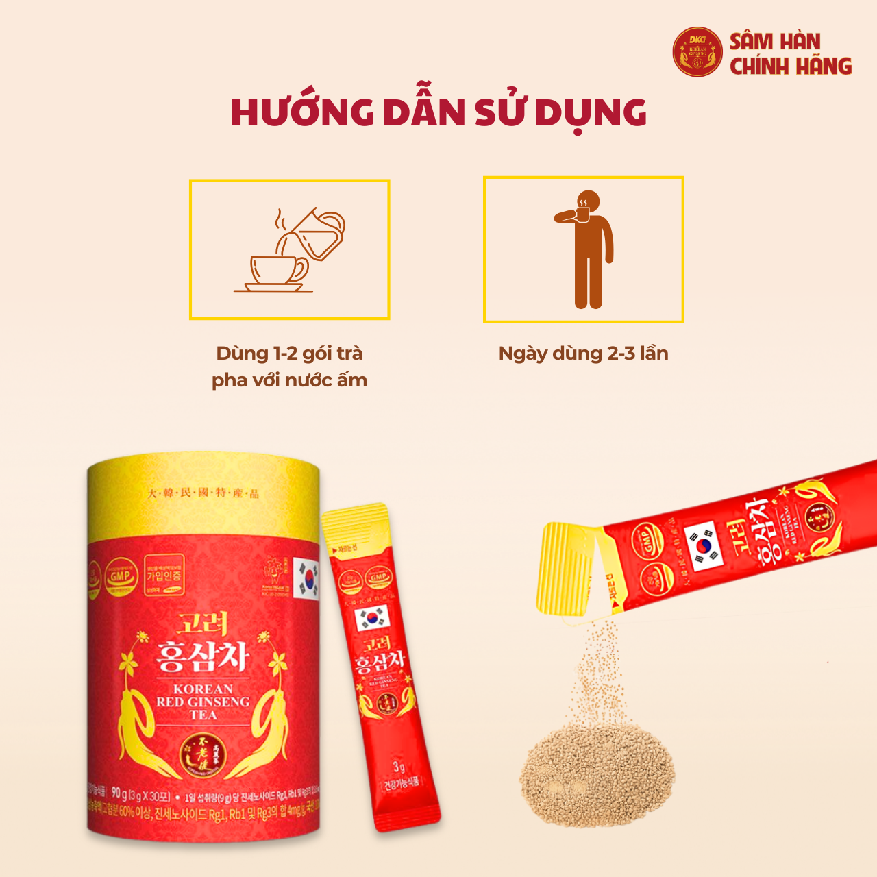  Trà hồng sâm 4mg/g (3g*30 stick) - Daedong 