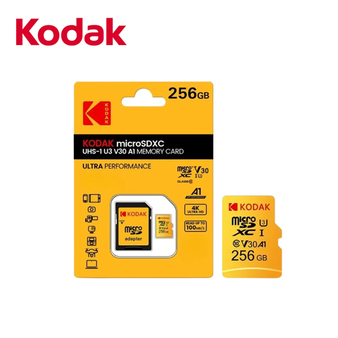 Thẻ nhớ Kodak Micro SDXC UHS-I U3 V30 A1 256GB, tốc độ Đọc/ Ghi 100/85MB/s