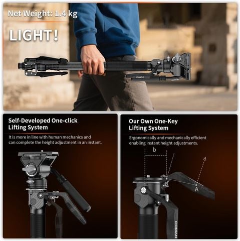 Chân máy ảnh Monopod COMAN M1V5, thao tác nhanh