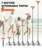 Chân máy điện thoại Coman MT65 74,8 inch bằng hợp kim nhôm có thể thu vào, đầu bi 360°