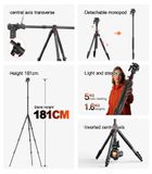 Chân máy ảnh đa năng ngang COMAN KX3939Mini A32&V1 có đầu xoay và đầu bi 360°, 1810mm, tải trọng 5KG