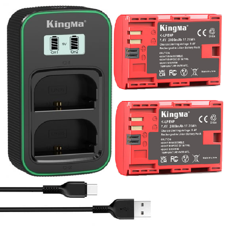 Pin Sạc Kingma for Canon LP-E6P 2400mAh , sạc BM-058Q nhanh