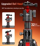 Chân máy ảnh đa năng ngang COMAN KX3939Mini A32&V1 có đầu xoay và đầu bi 360°, 1810mm, tải trọng 5KG