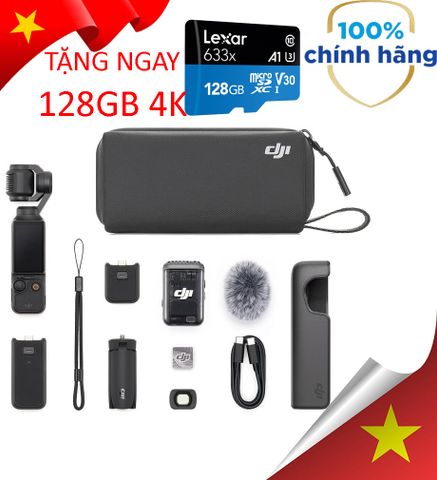 Combo 2: Máy quay DJI Osmo Pocket 3 Combo. Tặng 1 thẻ 128GB Pro 4K, dán màn hình, khăn lau K&F